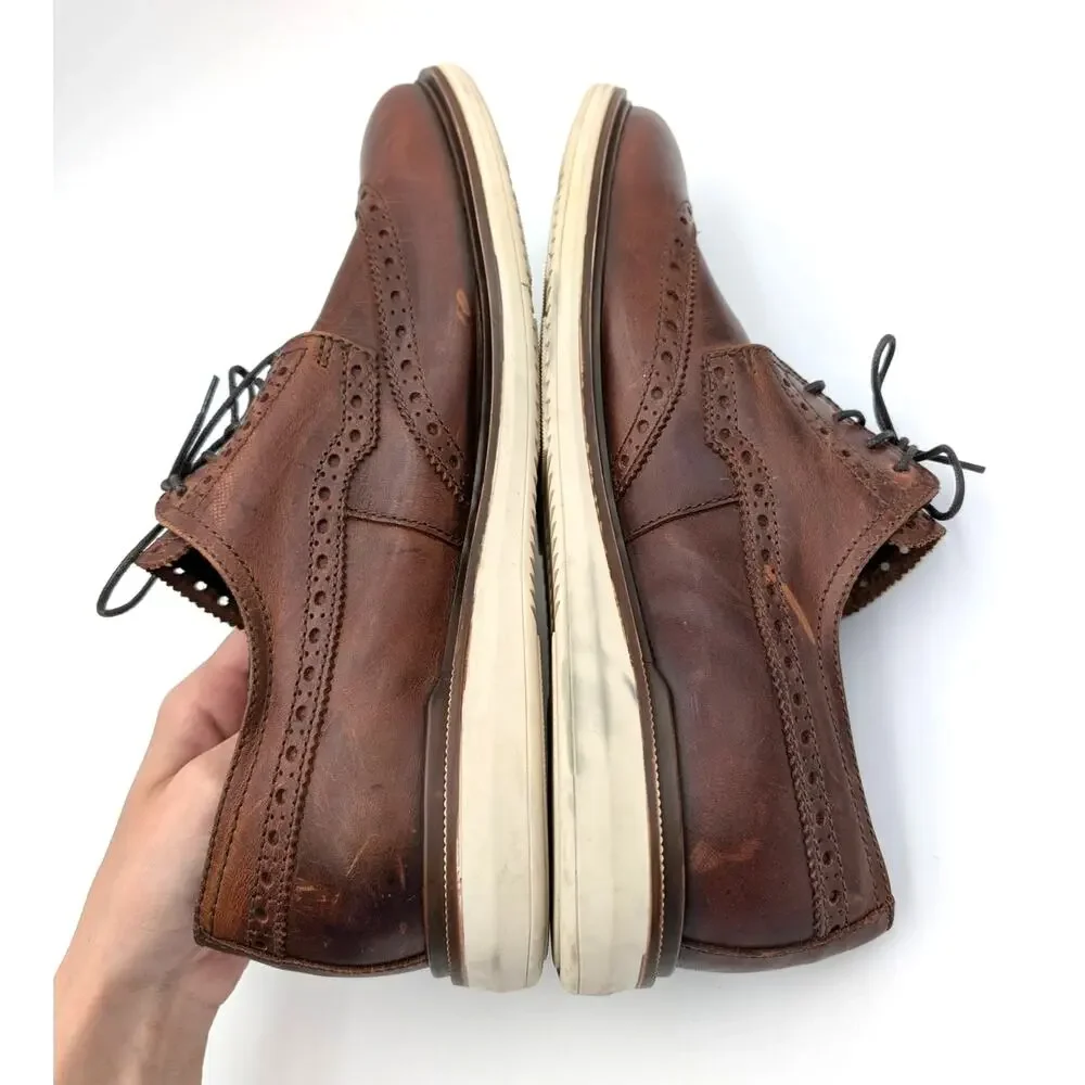 Bruno Magli UGO Lace-Up Oxford Shoes Men's British Tan Ivory Size US13M EU46